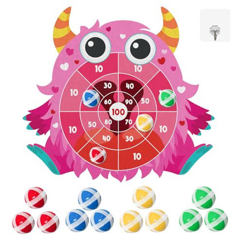 Yquqwn Monster-Themed Dart Game Set Includes 12 Sticky Dart Balls and Hanging Hook Dart Throwing Game for Parties Indoor Party Games Picnics Camping Activities Wall Dart Game
