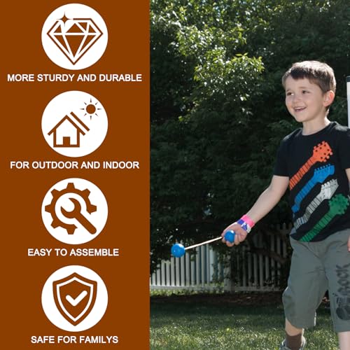 Ladder Toss Game Set, 2 Pack Ladder Ball Rack with 6 Bolas, Portable Outdoor Games Set are Suitable for Backyards, Lawns, Beaches, Camping, Game Parties with Family Friends, 24''L X 29.5''W X 37''H
