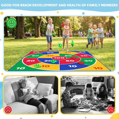 2-in-1 Giant Tic Tac Toe Game Bean Bag Toss Games, 4.5FT Double-Sided Large Tic Tac Toe Game with 10 Pcs Bean Bags, Outdoor Games for Adults and Family Lawn Yard Carnival Field Day Party - color: Colorful