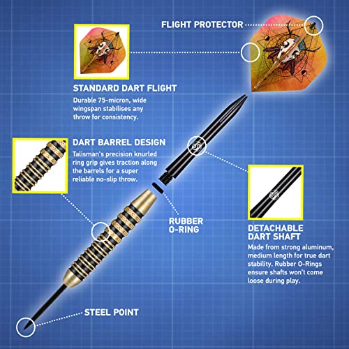 Shot! Darts Talisman-Steel Tip Dart Set-24gm-Centre Weighted-Steel Barrels