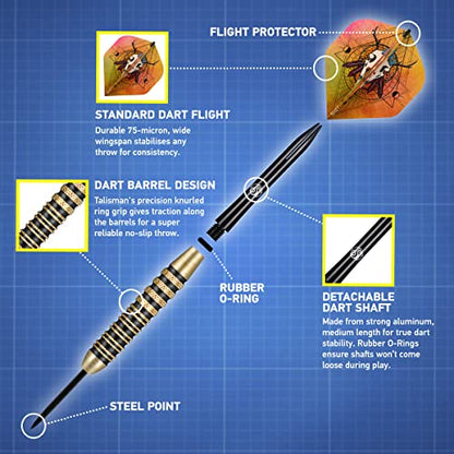 Shot! Darts Talisman-Steel Tip Dart Set-24gm-Centre Weighted-Steel Barrels