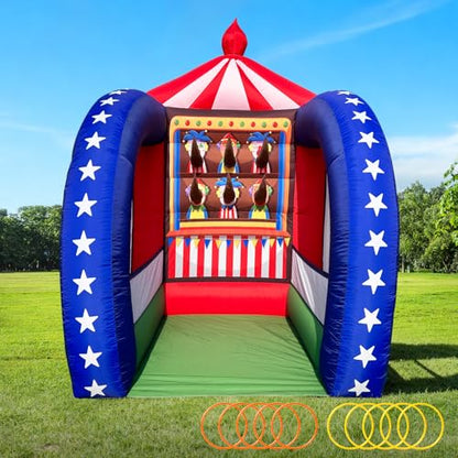 OZIS 6.5x6.5x9Ft Inflatable Ring Toss Game with Built-in Blower Portable Fun Tossing Ring Targets, Interactive Inflatable Carnival Games for Commercial Events, Parties, Family Activities - style: Ring Toss