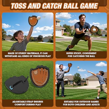 HYES Toss and Catch Ball Set, Outdoor Games for Kids Ages 3-12, Sticky Catch Game Toy with 2 Paddles & 3 Balls, Toddler Baseball Glove Set for Beach Yard Camping, Gift for Boys & Girls - style: 2 pack