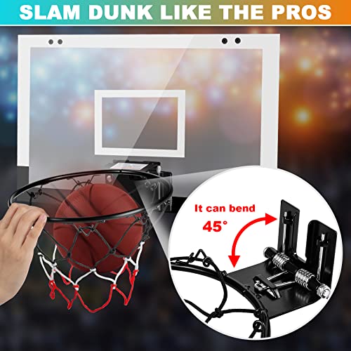 Indoor Basketball Hoop Boys Gifts for Teens Door Room Basketball Hoop Mini Hoop with Scoreboard, 3 Balls and Batteries Basketball Toys for 8 9 10 11 12 - style: BlackWhite Basketball Hoop without Scoer