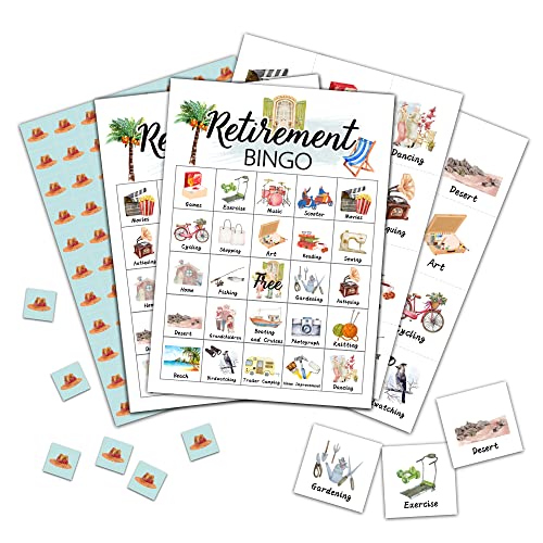 Retirement Bingo Cards, Retirement Game for 24 Players, Family & Friends Office Activity, Retirement Party Favors Supplies Decorations (12) - style: Retirement
