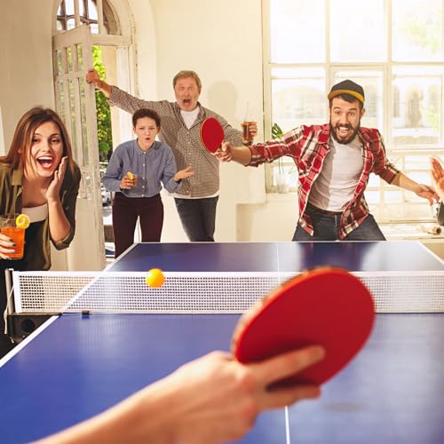 PATIKIL 6 Feet Collapsible Table Tennis Net and Post Set, Portable Ping-Pong Mesh Net Adjustable Post Up to 2.75-inch for Training Competition, Black Blue