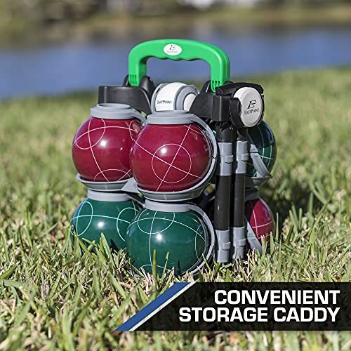 EastPoint Bocce Ball Set - 110mm Tournament Set, 8 Balls, 60mm Pallino - Durable Resin Orbs for Yard Games - Deluxe Carry Case & Tape for Outdoor Games - Designed for Beach & Backyard Fun