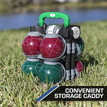 EastPoint Bocce Ball Set - 110mm Tournament Set, 8 Balls, 60mm Pallino - Durable Resin Orbs for Yard Games - Deluxe Carry Case & Tape for Outdoor Games - Designed for Beach & Backyard Fun