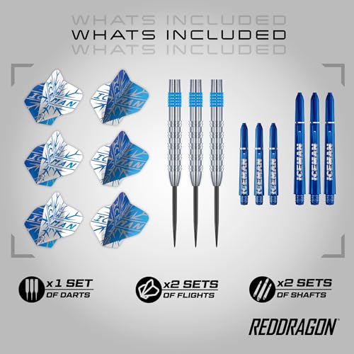 RED DRAGON Game On Professional Player Series Steel Tip Darts Set - Stainless Steel Darts with VRX Shafts & Flights - Available in Iceman, Coolhand & Snakebite Styles - style: Iceman
