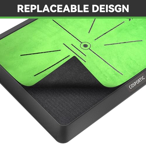 COSPOPTIC Golf Hitting Mat with Swing Path Feedback, Heavy-Duty Rubber Base Anti-Slip Golf Training Mat, Extra Replaceable Surface, Portable Practice Mat for Home Office Garage Yard Indoor Outdoor - style: Golf Mat