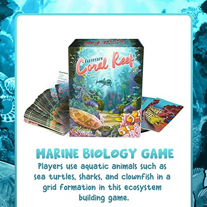 Genius Games Ecosystem: Coral Reef - A Mensa Recommended Family Card Game About Aquatic Animals, Their Habitats & Food Chain | A Light Educational Marine Biology Board Game for Kids and Families - style: Ecosystem Coral Reef