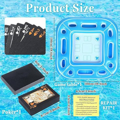 Floating Card Table for Pool, Inflatable Board Games Table, 39.4 inches, Waterproof Portable Desk, Fun Outdoor Activity, Kids Entertainment, Vacation , Beach Accessory