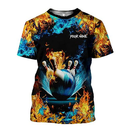 Rivelus Personalized Name Bowling Shirts for Men and Women 3D, Bowling Shirts for Team Bowling, Bowling Shirts Gift - color: Blm26