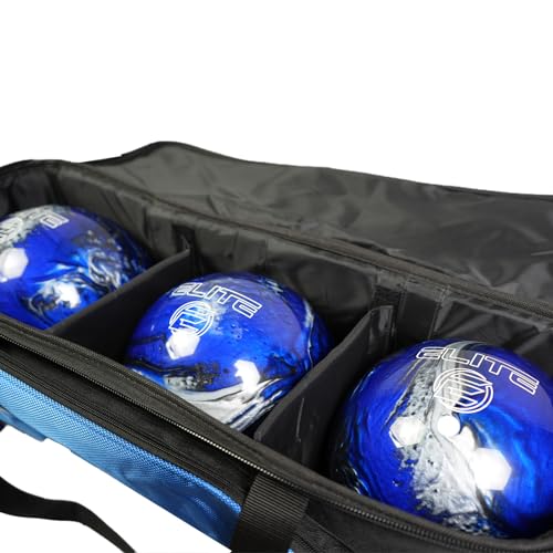 ELITE 3 Ball Slim Triple Tote Bowling Bag | Great for Tournaments and Travel | Rolling Bowling Bag With Wheels | Removable Shoe Compartment | Bowling Bags With USB Charging Port and Storage Pockets