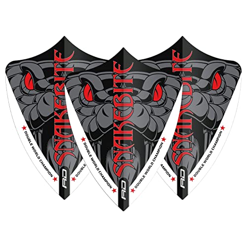 RED DRAGON - Peter Wright Snakebite Hardcore Ionic Dart Flights - Freestyle Replacement Flights - Stable Flight, Reduced Drag - Extra-Thick 100 Micron Flights - 3 Sets x 9 Flights - Grey