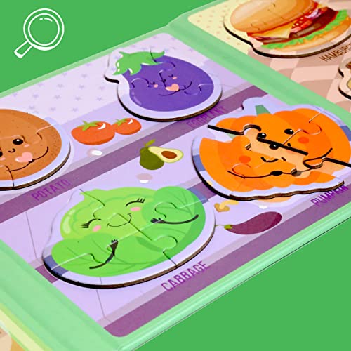 Magnetic Food Puzzles for Toddlers, Travel Toys for Kids 3-5 | toddler restaurant toys for Boys & Girls Learning Magnet Gift for Road Trip Activities Toy - style: Food
