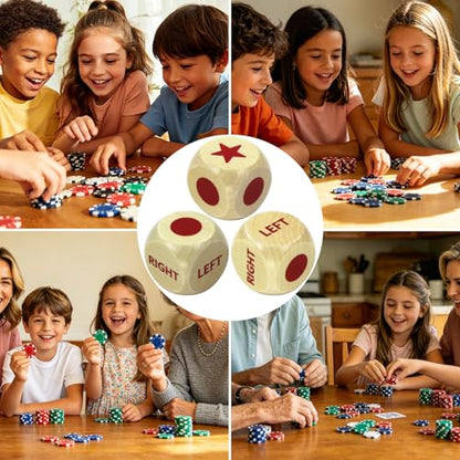 Left Right Dice Games Dice Set Toys Board Table Games for Adults Teens Kids Family Party Travel Thanksgiving Christmas Stocking Stuffers Gamer Fun Gifts (Red) - color: Red