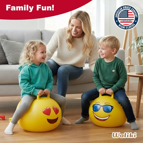 Waliki Emoji 3 Exercise & Fitness Ball, 18"/45cm, Perfect Size for Kids Ages 3-6, Easy to Inflate, Safety Tested - color: Emoji 3, size: Ages: 3-6 (18")