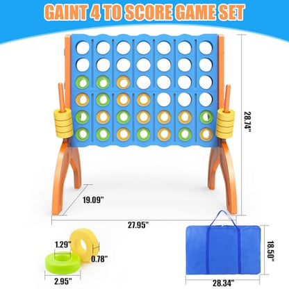 Ayeboovi Giant 4-in-A-Row, Jumbo 4-to-Score Yard Game for Kids and Adults Connect Game Set Toss and Catch Ball Game