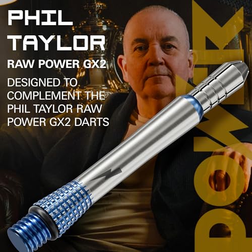 Target Darts Phil Taylor Gx2 Raw Power Titanium Dart Shaft, Short/Intermediate/Medium | Player Edition Aluminium Shafts, 2BA Thread, Professional Dart Accessories - size: Intermediate (28mm)