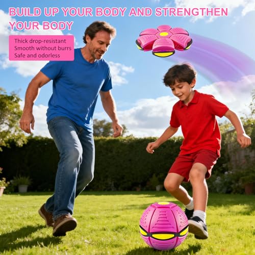 Magic Bouncing Ball 6-Light Dual Form – Pop up, Meta Ball Metaball Transforming Design – Flying Saucer Bouncy – Interactive Bouncing Balls for Parent-Child Interaction – Gift Pack - Pink - color: Pink