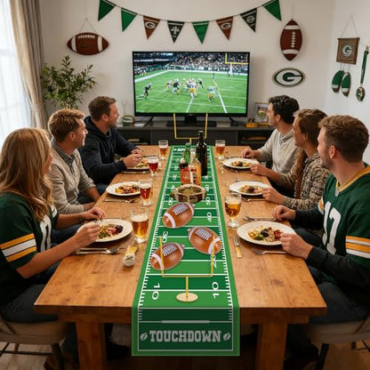 6 Pcs Metal Football Goal Post Party Decorations Kit Includes 2 Metal Football Field Goal Post Centerpieces 1 Sport Field Table Runner 3 Mini Balls for Sports Theme Game Day Birthday Party Table Decor