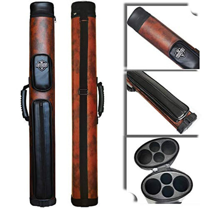 2x2 Hard cue case Oval Pool Cue Billiard Stick Carrying Case - color: A03-Brown