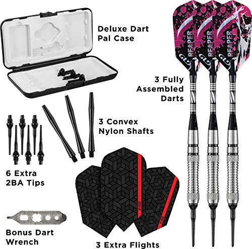 Viper Grim Reaper 80% Tungsten Soft Tip Darts with Storage/Travel Case - size: 18 Grams, style: Fine Knurling