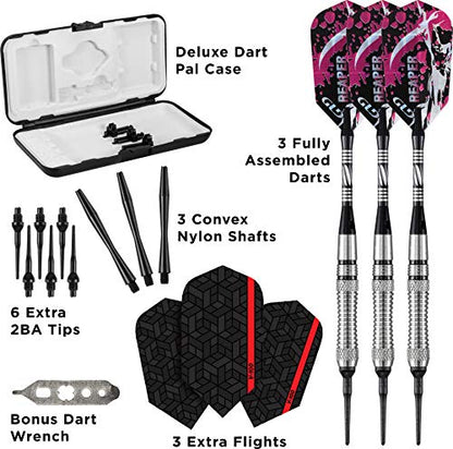 Viper Grim Reaper 80% Tungsten Soft Tip Darts with Storage/Travel Case - size: 18 Grams, style: Fine Knurling