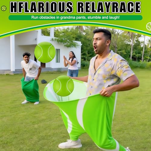Jenaai Granny Pants Game Set Funny Outdoor Yard Games for Adults Giant Pants Toss Game with 12 Bouncy Balls 2 Pumps Backyard Lawn Party Games for Family Reunion BBQ Birthday - style: Tennis