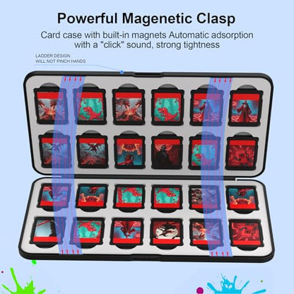 QuoLumPIA 24 Switch Game Card Case for Nintendo Switch 2/OLED/Lite - Holds 24 Cartridges & 40 SD Cards, Compact Storage, Portable Travel Essential, Gift, Hard Shell, Silicone Lining, Magnetic closure - size: 24