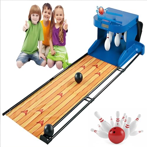 Bowling Set Kids, Electronic Bowling Alley Game, Foldable Indoor Family Game Bowling Game, with LED Electronic Scoreboard, Automatic Reset, Lighting, Simulation Sound Effect. 2M - size: 2M