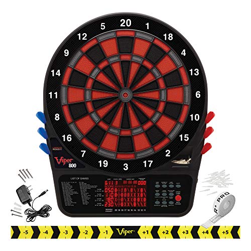 Viper 800 Electronic Dartboard, Metropolitan Espresso Cabinet, Laser Throw Line & Shadow Buster Dartboard Light Bundle - color: Mahogany, style: Laser Throw Line