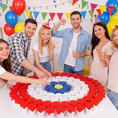 Domensi 60 Pack Carnival Party Game Punch Game Set DIY Prize Punch Boxes Includes Plastic Cups Tissue Paper Rubber Bands Blindfolds and Red Pens for Carnival Circus Activities Party Favors Supplies
