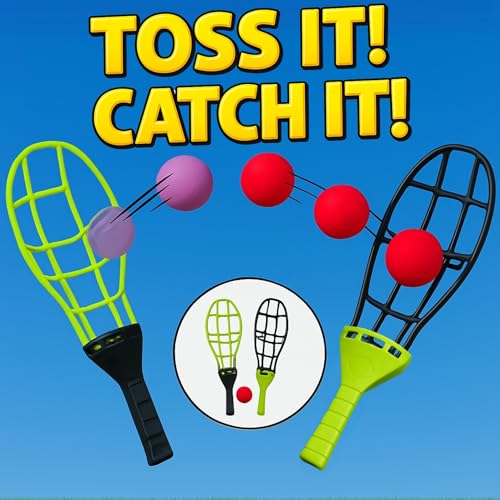 Liberty Imports Trackball Sport Chuck and Catch Ball - Player Lacrosse Racket Toy Classic Backyard Game Set Outdoor Play for Kids & Adults (4 Pack)