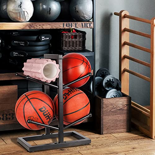 Basketball Organizers Metal Ball Storage Rack Sports Storage for Indoor Outdoor - style: Small 2-Layer
