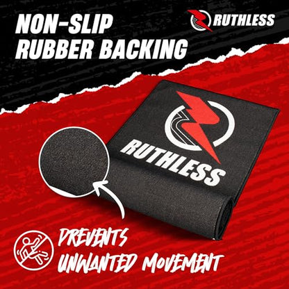 RUTHLESS Darts Mat | Heavy Duty Non Slip Durable Carpet Dart Mat for Floor Black - style: Red Rip