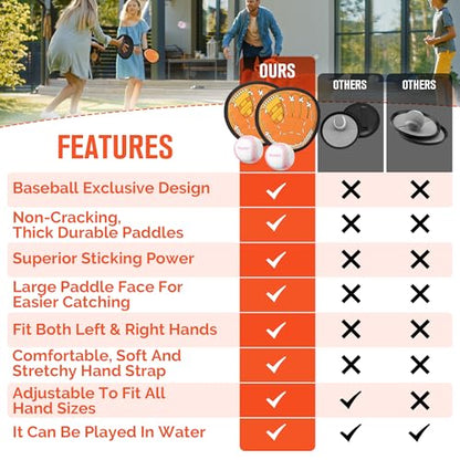 Wedopro Toss and Catch Ball Game, Kids Toddler Baseball Glove & Catch Ball Toys, Kids Outdoor Games for Family, Toys for Beach Pool Yard Outside, Birthday Gift for Ages 3 4 5 6 7 8-12 (Brown 4 Pcak)