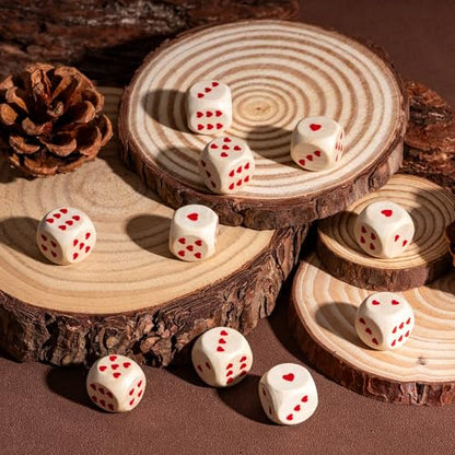 10 Pieces 16mm D6 Dice Set, Wooden Standard 6 Sided Dice Set with Leather Bag for D&D, RPG,Table Board Games or Teaching Math (Heart) - color: D6-heart