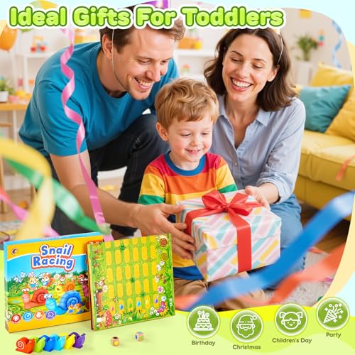 Snail's Pace Race Game, Classic Board Game, Family Game for 2-6 Players, Montessori Toys for 3 4 5 6 Year Olds, Fine Motor Skills Toy, Gifts for Boys Girls 3+ Year Old