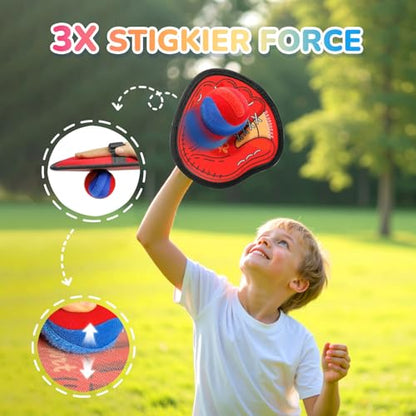 DISHIO Toss and Catch Ball Game Outdoor, Yard Games Beach Toys Pool Toddler Baseball Glove & Catch Ball Toys - color: Red, Blue