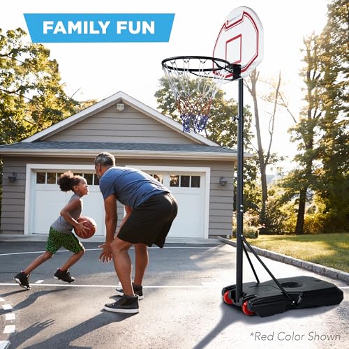 Best Choice Products Kids Height-Adjustable Basketball Hoop, Portable Backboard Set w/ 2 Wheels, Fillable Base, 70.5in to 82.3in Tall - style: American Flag