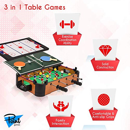 Point Games Hockey Table, Mini Table Games for Kids, Arcade Game for Boys & Girls, Great Gift fro Children Ages 3+ - style: 3in1