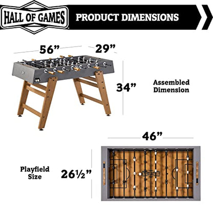 Hall of Games Foosball Tables Multiple Styles, Soccer with Durable & Stylish Designs with Tabletop Sports Soccer Balls, Perfect for Family Game Rooms | Multiple Styles - style: 56" - Kinwood