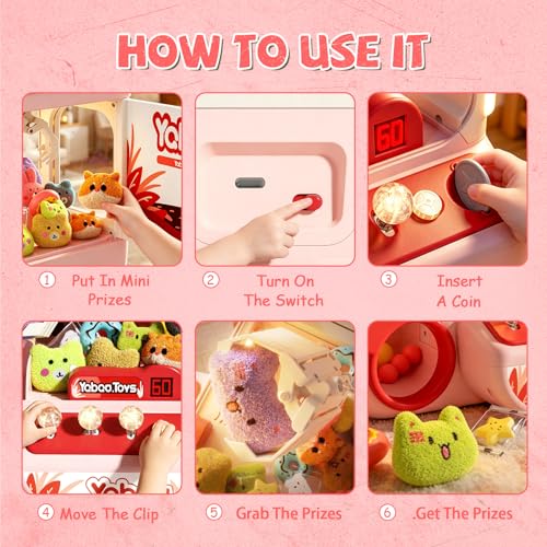 Large Claw Machine for Kids, Bunny Vending Machines Toys for Girls 4-6, Mini Candy and Prize Electronic Dispenser Game with Sound Lights, Idea Birthday Gift for 3 4 5 6 Year Old Girl Boy - color: Pink