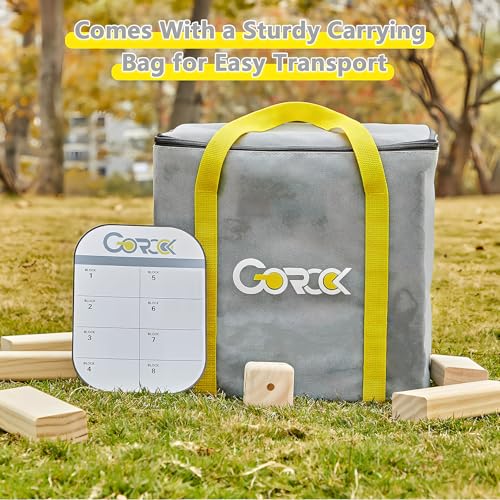 GOROCK Jumbo Tumble Tower,60pcs Large Classic Giant Indoor Outdoor Game for Kids and Family,Stack Over 5Ft Wooden Blocks Party Game at Backyard Lawn with Friends On Holiday - size: XL-Over 5 FT