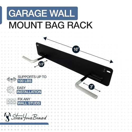 StoreYourBoard BLAT 2 Golf Bag Wall Mount | Home & Garage Storage Hooks | Golf Bag Holder | Heavy-Duty Wall Mount Organizer for Golf Bags & Accessories - style: 2 Bags