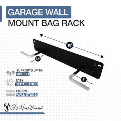 StoreYourBoard BLAT 2 Golf Bag Wall Mount | Home & Garage Storage Hooks | Golf Bag Holder | Heavy-Duty Wall Mount Organizer for Golf Bags & Accessories - style: 2 Bags