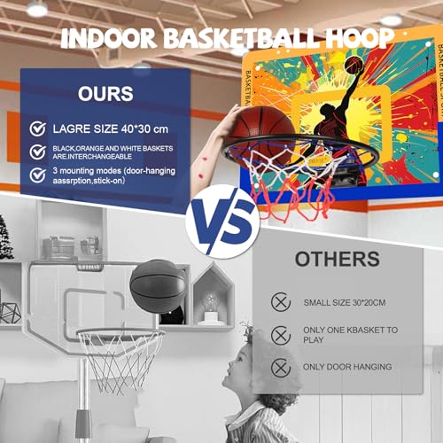 Indoor Basketball Hoop for Kids, 40x30cm Backboard