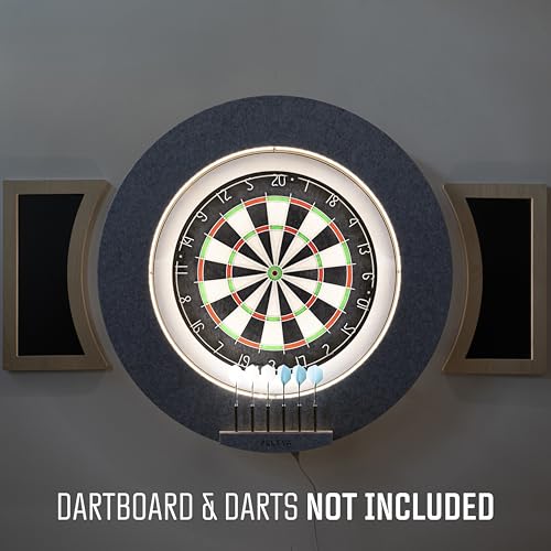 Dart Board Cabinet Set with LED Light; Bristle Dartboard, Built in LED Light, Darts and Chalkboards - color: Black (Cabinet Only)